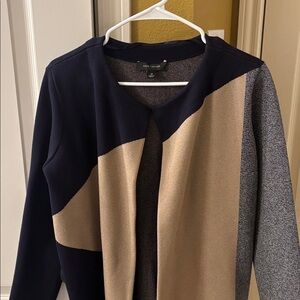 Ann Taylor Colorblock Cardigan - Black, Gray, and Tan Size M